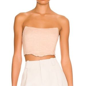Revolve h:ours Yasir strapless crop top in light tan